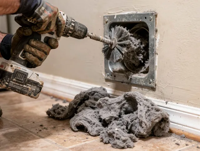 Certified Avocado Heights Dryer Vent Cleaning technician performing dryer vent cleaning in Avocado Heights