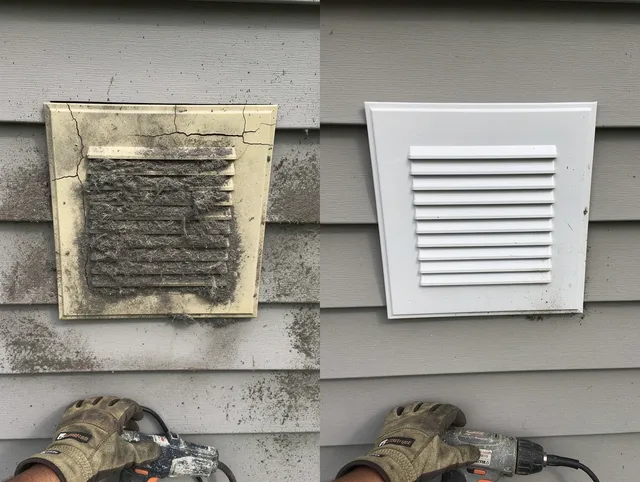 Avocado Heights Dryer Vent Cleaning technician installing high-quality dryer vent cover at a residential property in Avocado Heights